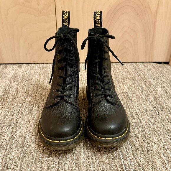Black Dr. Martens Leather Combat Boots - Picture 4 of 6